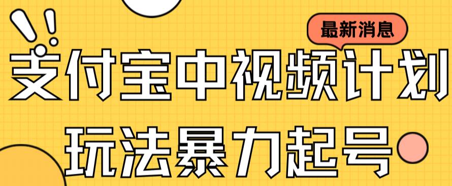 支付宝中视频玩法暴力起号影视起号有播放即可获得收益（带素材）-小胖源码网