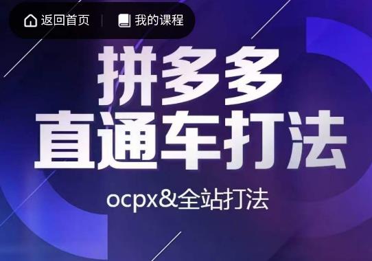 互力·拼多多直通车打法，ocpx&全站打法-小胖源码网