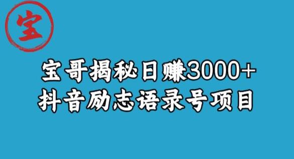 宝哥揭秘日赚3000+抖音励志语录号短视频变现项目-小胖源码网