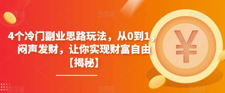 4个冷门副业思路玩法，从0到1，闷声发财，让你实现财富自由【揭秘】-小胖源码网