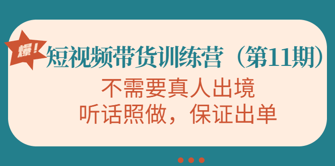 视频带货训练营，不需要真人出境，听话照做，保证出单（第11期）-小胖源码网