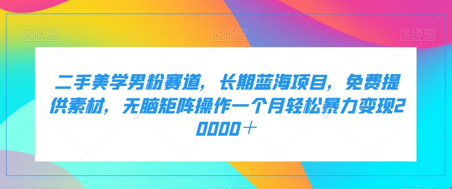 二手美学男粉赛道，长期蓝海项目，无脑矩阵操作一个月轻松暴力变现20000＋-小胖源码网