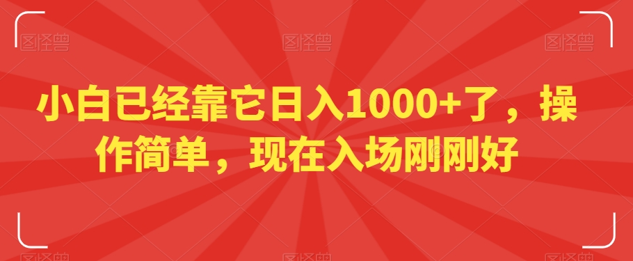 小白已经靠它日入1000+了，操作简单，现在入场刚刚好【揭秘】-小胖源码网